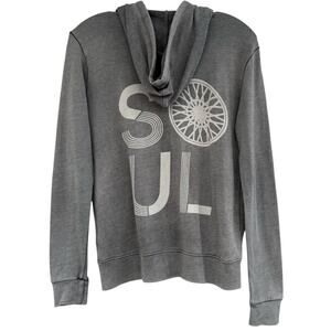 Soulcycle Zip-Up Sweatshirt Lightweight Hoodie Womens Size XS Grey & White